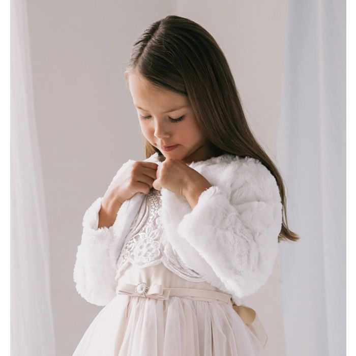 Girls Tail Jacket Communion Dress 3 Piece Special Occasion Set in Ecru outlets Off White