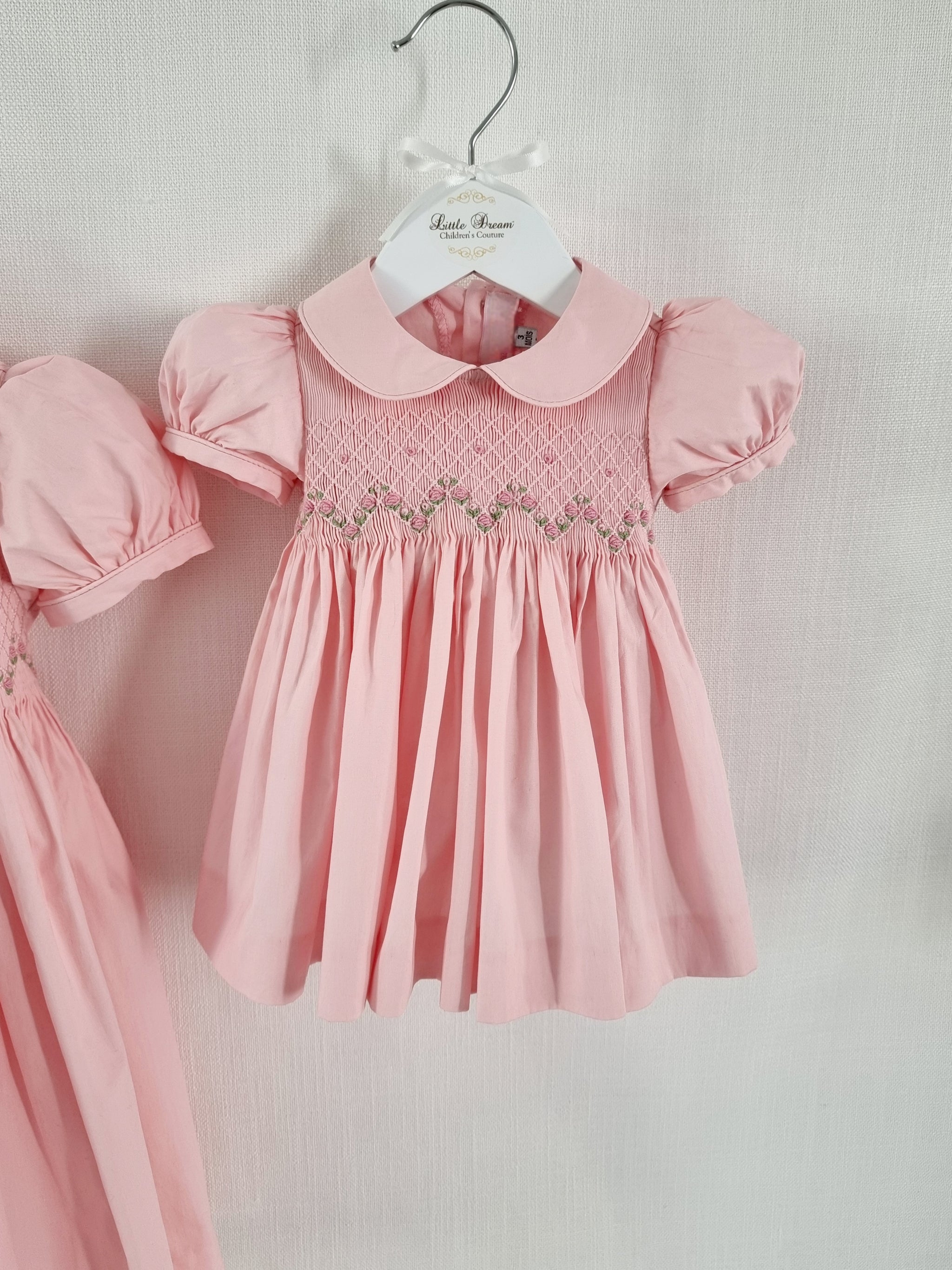 Baby Clothes Baby Girl Smocks The Rose Blush Hand-Smocked Dress With Pearl Detailing,6M To Baby Clothes Baby Girl Smocks The Rose Blush Hand-Smocked Dress With Pearl Detailing,6M To