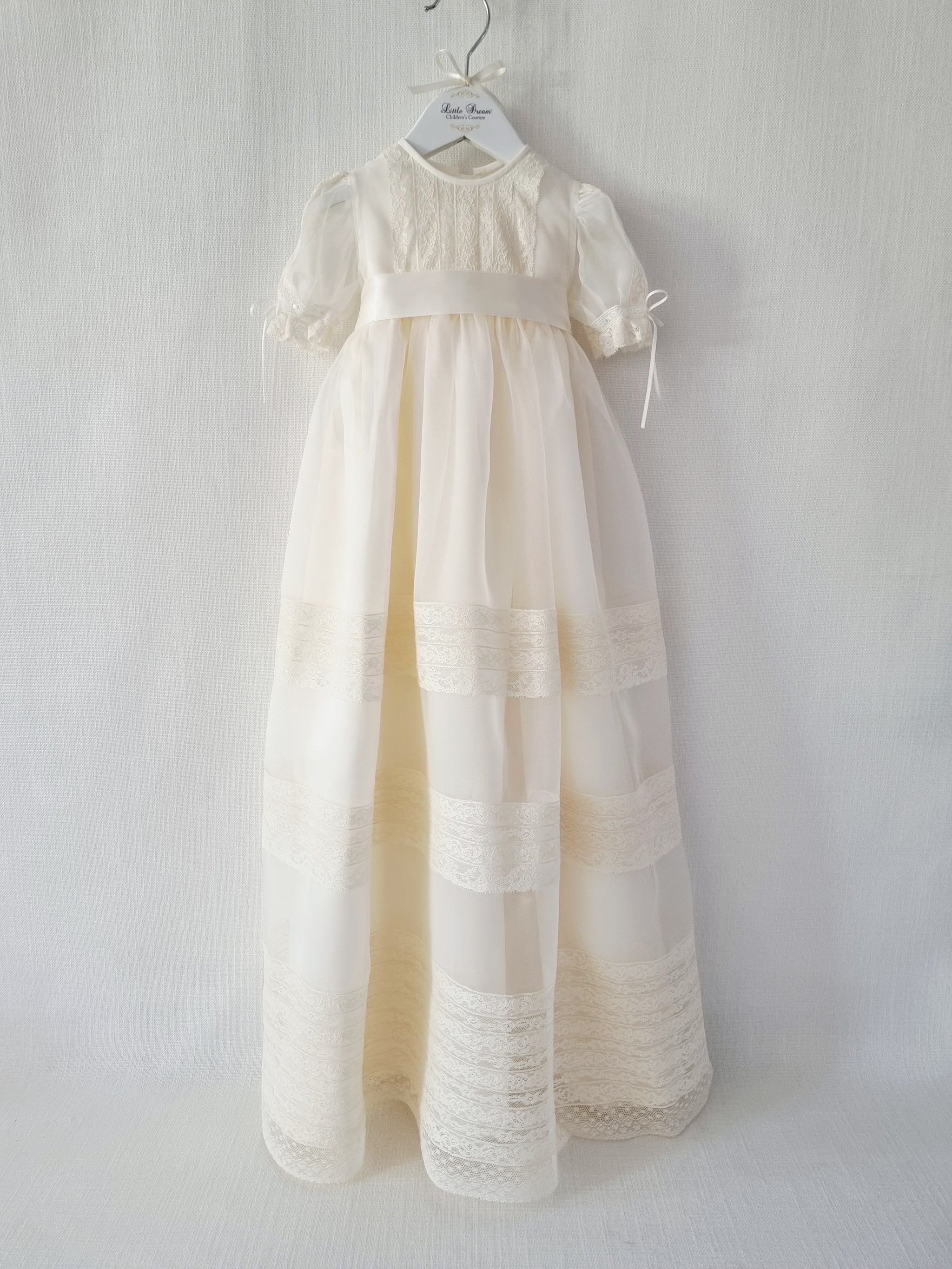 VALENCIA IVORY 2pc Baptism | Christening Unisex Gown and Bonnet Little Dream VALENCIA IVORY 2pc Baptism | Christening Unisex Gown and Bonnet Little Dream