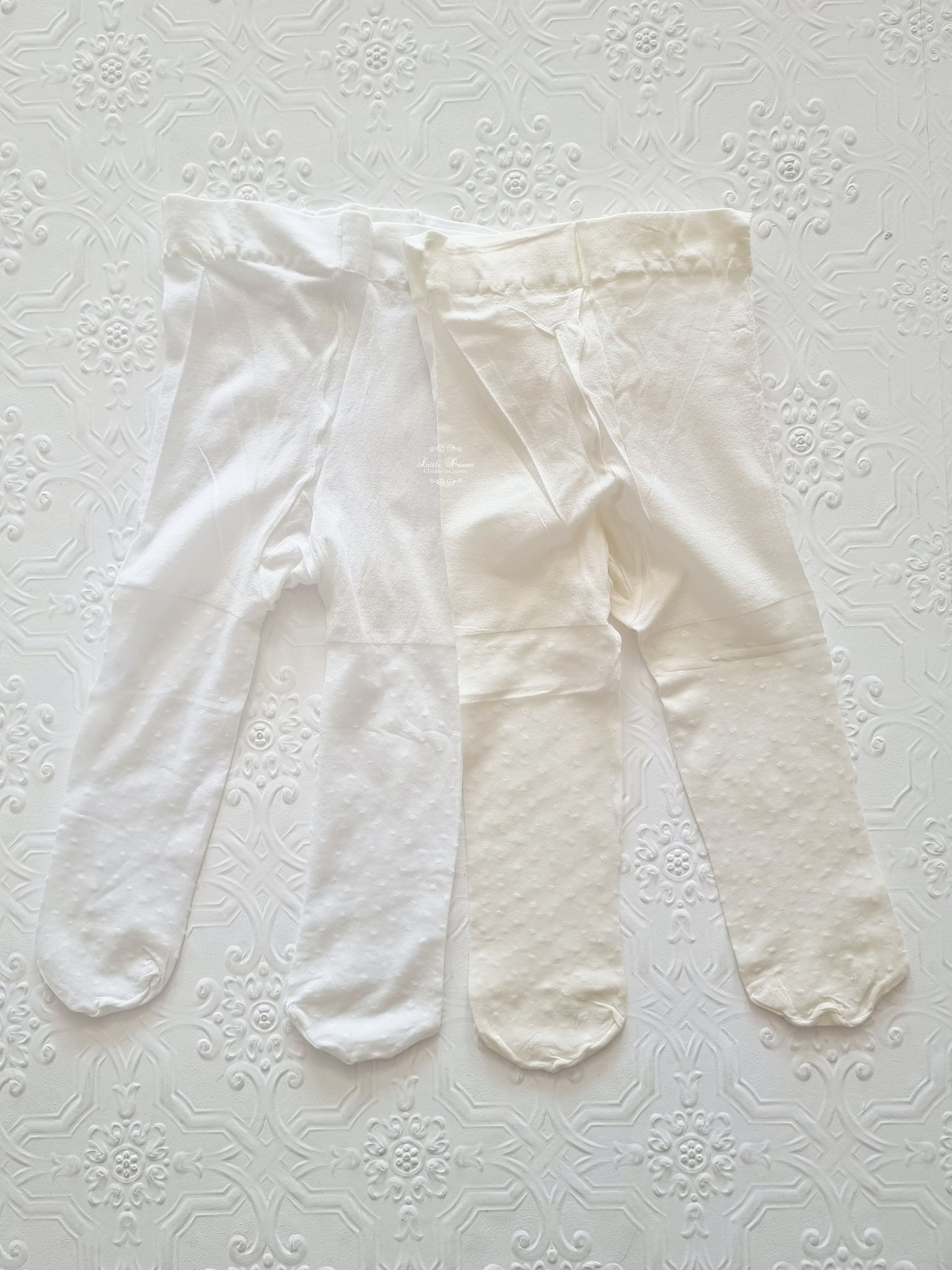 Baby Toddler Sheer Polkadot Tights White or Light Ivory NB to 12M