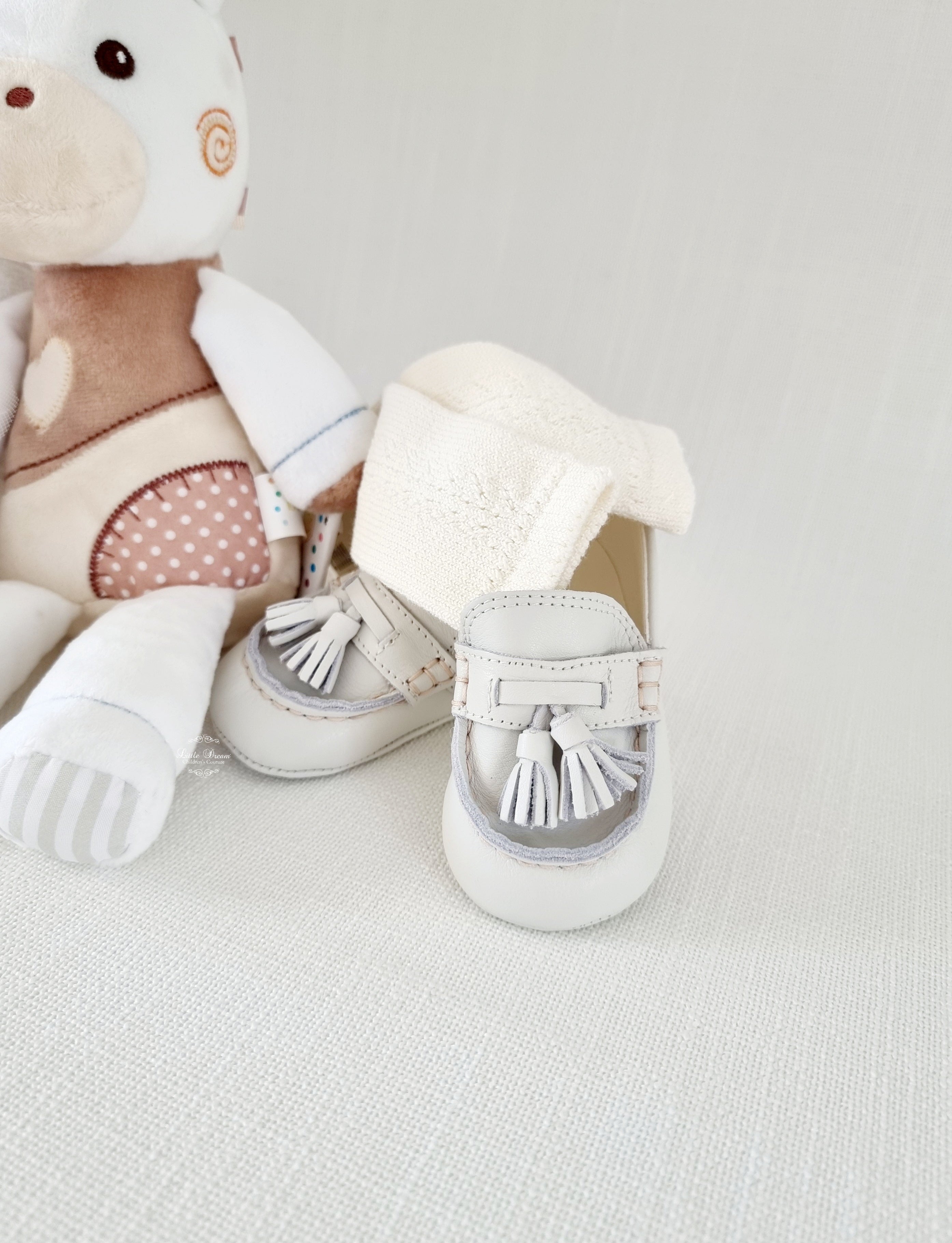 Baby Boy Leather Moccasins (Loafers) Available in: White Ivory