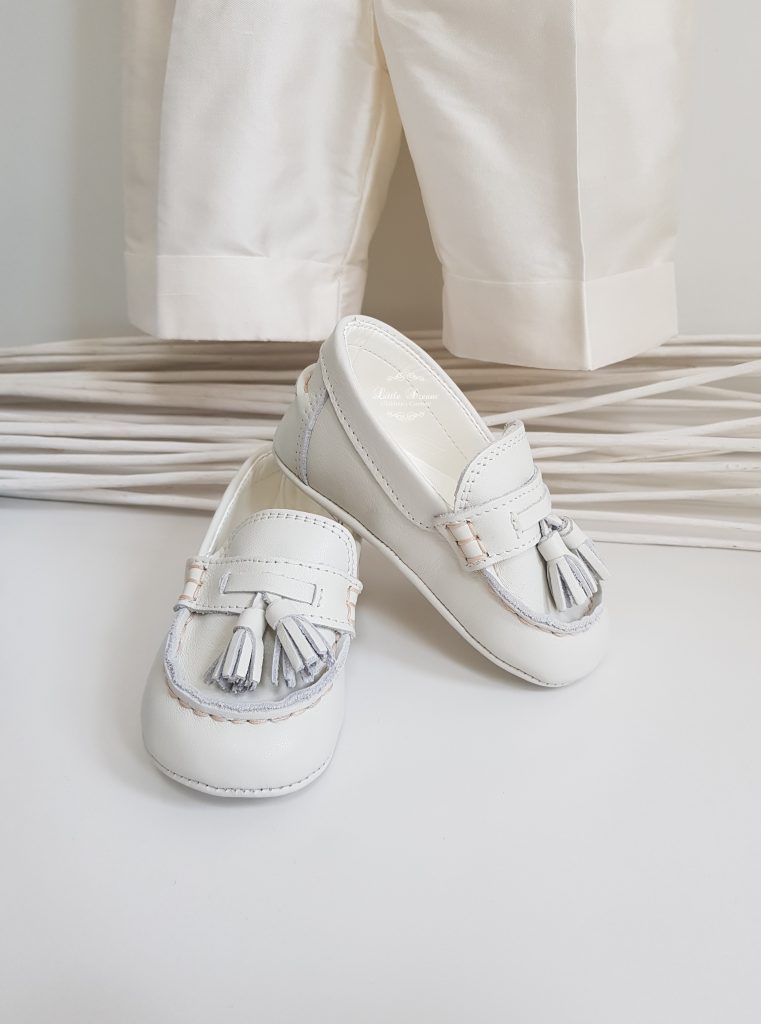 Baby Boy Leather Moccasins (Loafers) Available in: White Ivory Navy