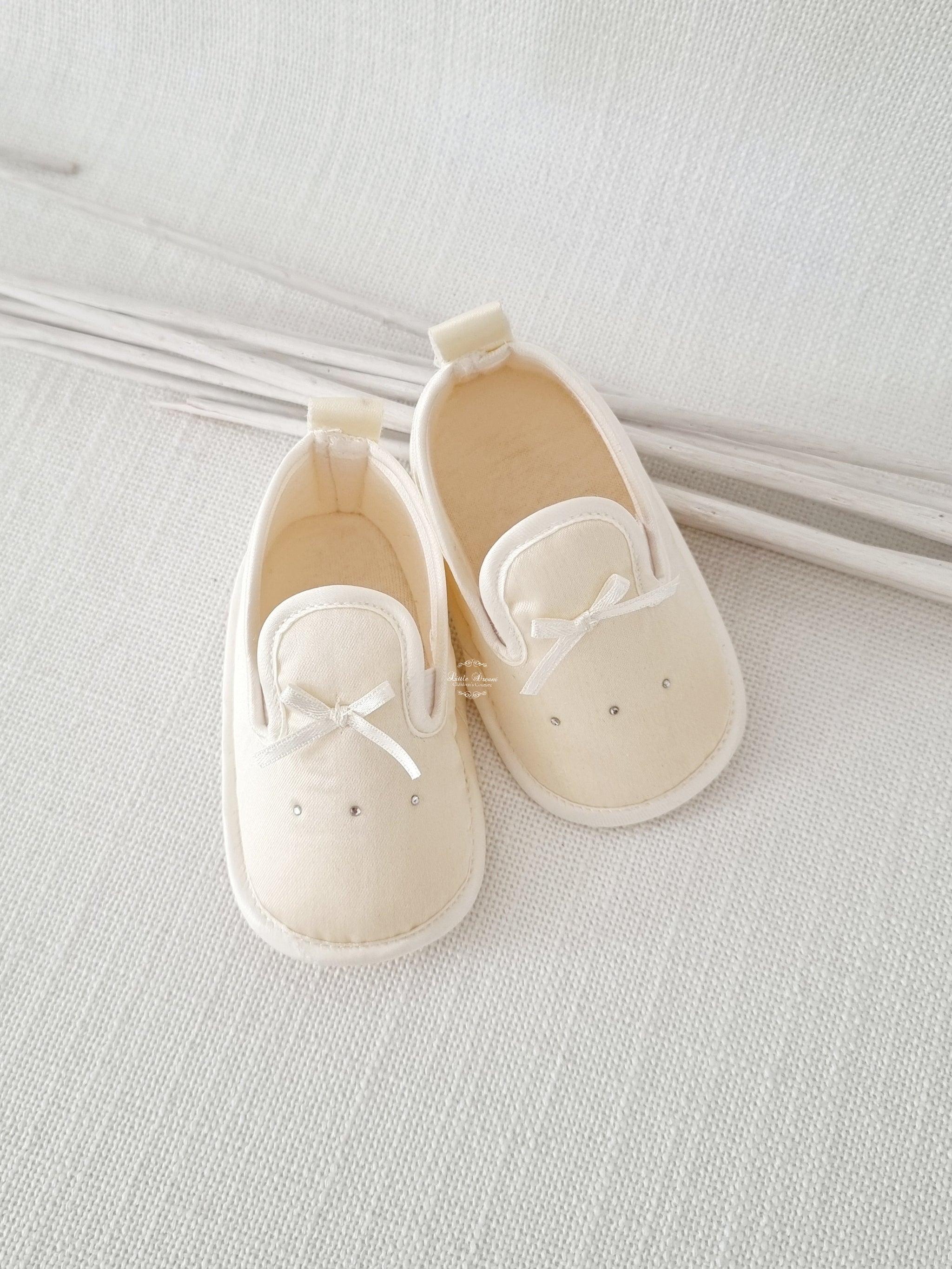 Baby Boy Ivory Satin Soft Sole Slip on Booties Shoes – Little Dream
